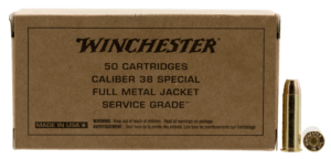 Winchester Ammo SG38W Service Grade  38 Special 130 gr Full Metal Jacket Flat Nose 50rd Box