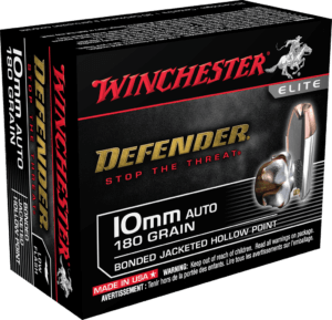 Winchester Ammo S10MMPDB Defender  10mm Auto 180 gr Bonded Jacket Hollow Point 20rd Box