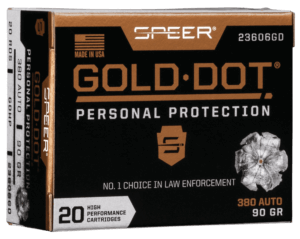Speer 23606GD Gold Dot Personal Protection 380 ACP 90 gr Hollow Point 20rd Box