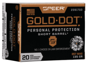 Speer 23917GD Gold Dot Personal Protection Short Barrel 357 Mag 135 gr Hollow Point 20rd Box