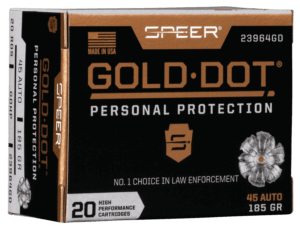 Speer 23964GD Gold Dot Personal Protection 45 ACP 185 gr Hollow Point 20rd Box