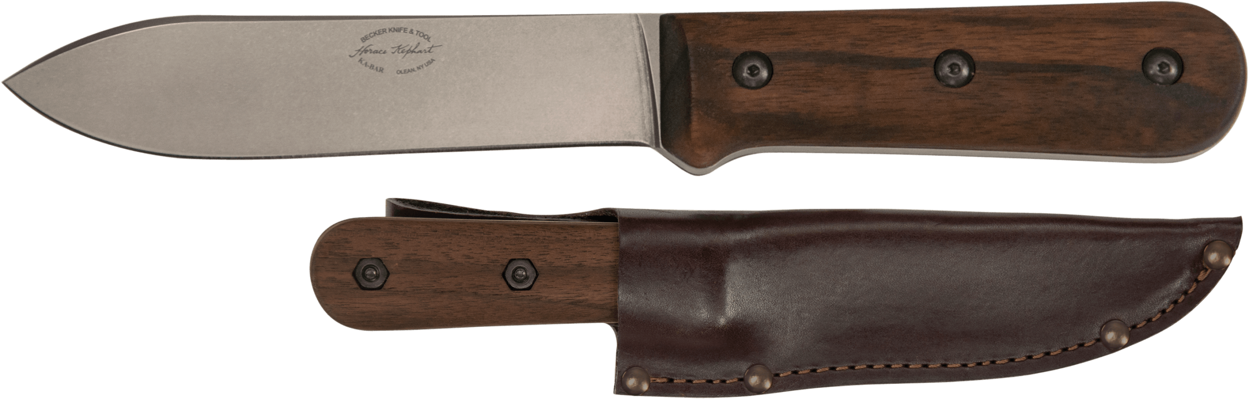 Ka-Bar BK62 Becker Kephart 5.13" Fixed Drop Point Plain Satin Stonewashed 1095 Cro-Van Blade Walnut Handle Includes Sheath