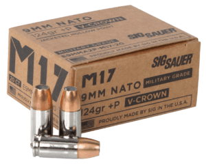 Sig Sauer E9MMA2PM1720 Military Grade M17 9mm Luger +P 124 gr V Crown Jacketed Hollow Point 20rd Box