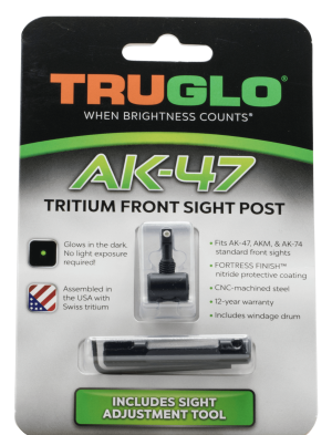 TruGlo TG231AK1 Tritium Rifle Front Sight Black-Green with White Outline for AK-47 AKM AK-74