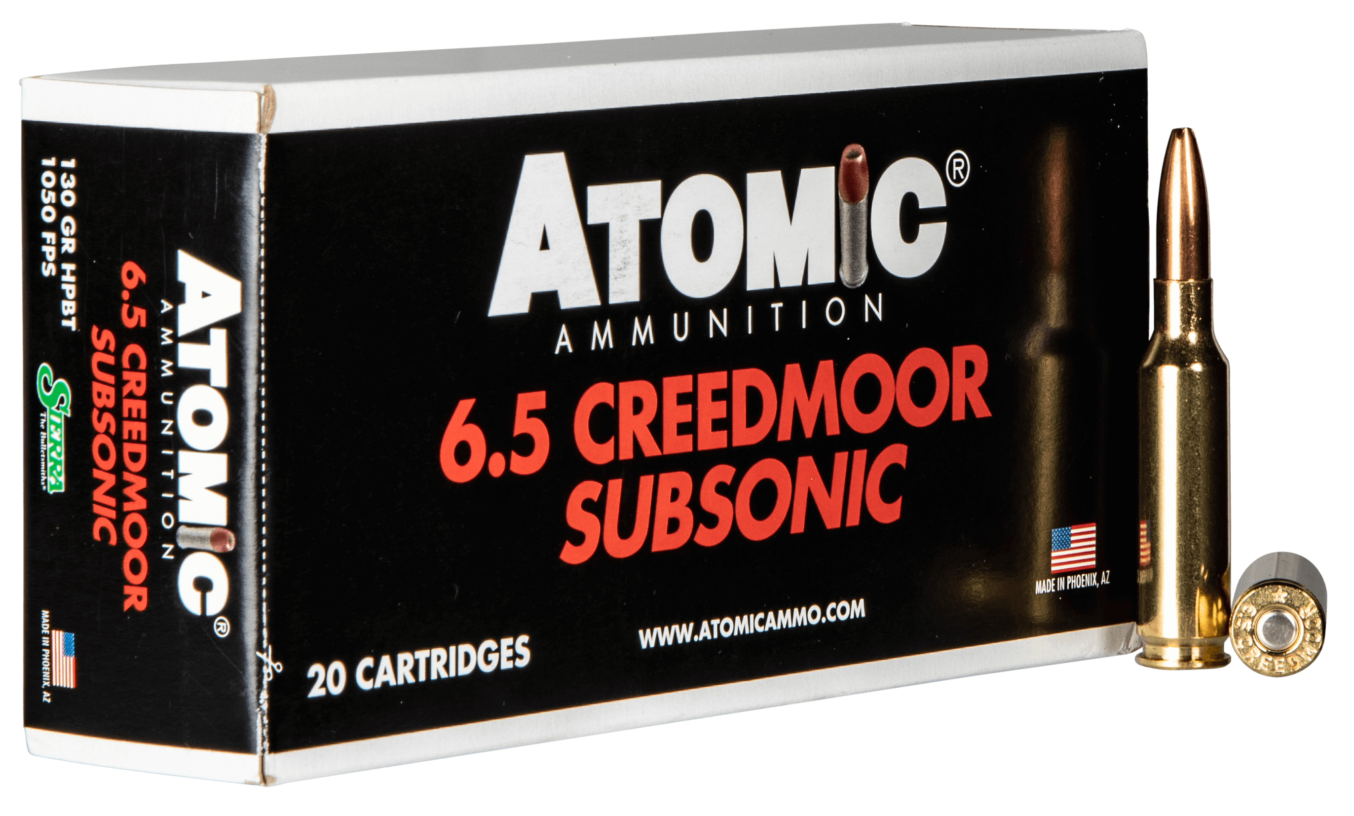 Atomic Ammunition 00476 Rifle Subsonic 6.5 Creedmoor 130 gr Sierra MatchKing BTHP 20rd Box Atomic Ammunition 00476 Rifle Subsonic 6.5 Creedmoor 130 gr Sierra MatchKing BTHP 20rd Box