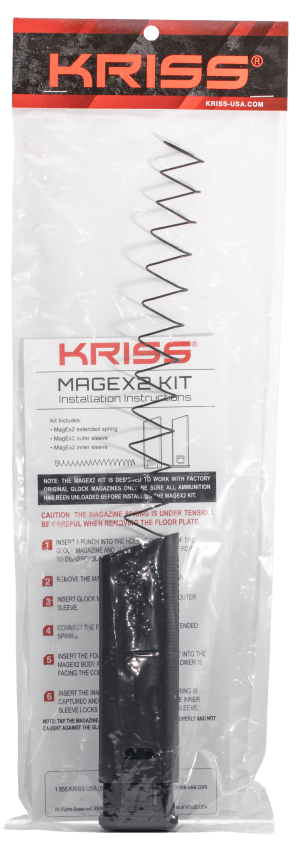 Kriss USA KVAMX2K90BL00 Mag-Ex2 Extension Kit Extended 9mm Luger 40rd Compatible w/Glock 17 Gen3-5 17rd Magazines Black Polymer