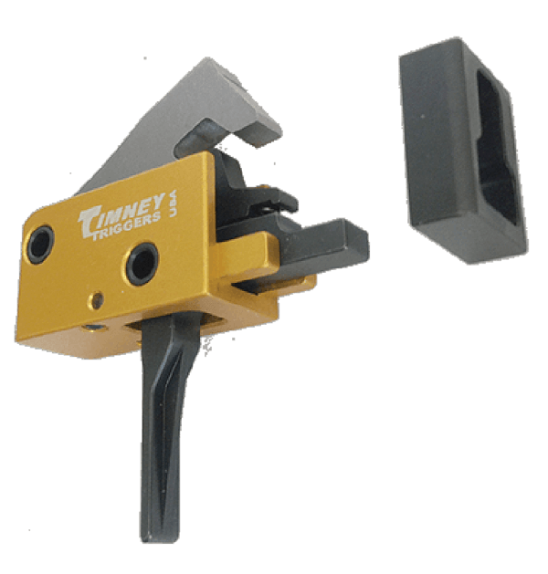 Timney Triggers 681ST PCC Trigger  Single-Stage Straight Trigger with 2.50-3 lbs Draw Weight & Black/Gold Finish for AR-Platform