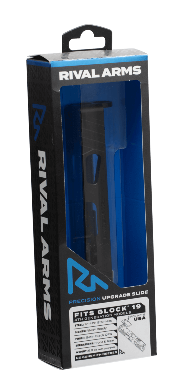 Rival Arms RA10G204A Precision Slide A1 QPQ Black 17-4 Stainless Steel with Front/Rear Serrations & RMR Optic Cut for 9mm Luger Glock 19 Gen4