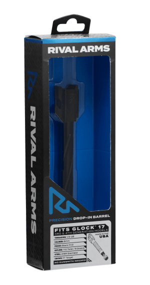 Rival Arms RA20G102A Precision Drop-In Barrel 9mm Luger 4.49" Black PVD Finish 416R Stainless Steel Material with Fluting & Treading for Glock 17 Gen3-4