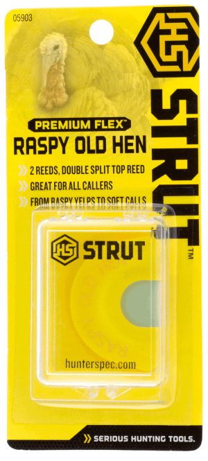 HS Strut 05903 Raspy Old Hen Double Reed Attracts Turkeys Yellow Infinity Latex