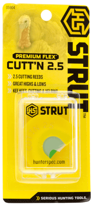 HS Strut 05904 Cuttn 2.5  Diaphragm Call Double Reed Attracts Turkeys Yellow
