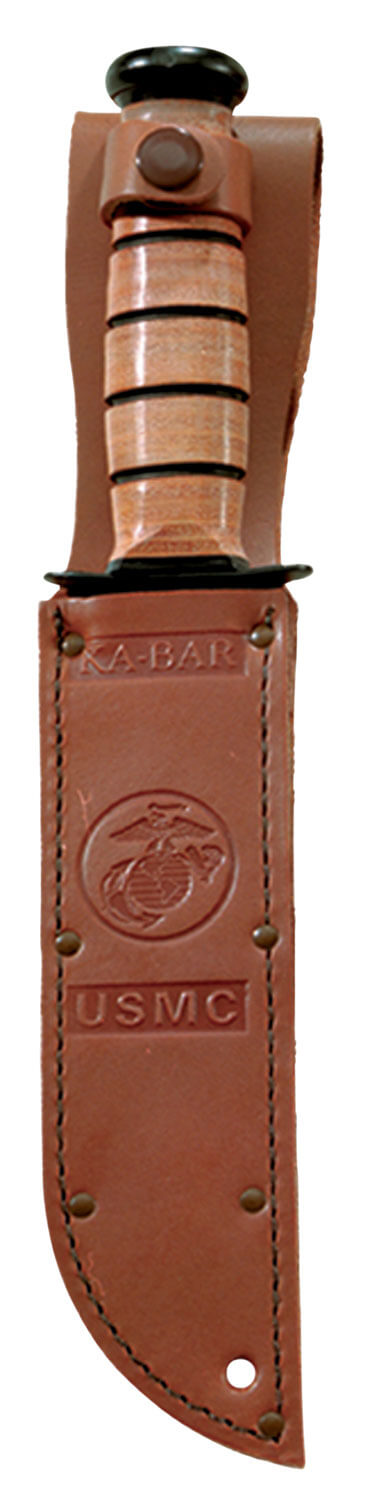 Ka-Bar 1252 USMC 5.25″ Fixed Clip Point Part Serrated Black 1095 Cro-Van Blade Brown Leather Handle Includes Sheath Ka-Bar 1252 USMC 5.25″ Fixed Clip Point Part Serrated Black 1095 Cro-Van Blade Brown Leather Handle Includes Sheath