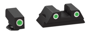 AmeriGlo GL430 Classic Tritium Sight Set for Glock  Black | Green Tritium White Outline Front and Rear