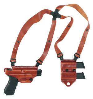Galco MCII224 Miami Classic II Shoulder System Size Fits Chest Up To 56" Tan Leather Compatible w/Glock 17 Gen1-5/19 Gen1-5/22 Gen2-5 Right Hand