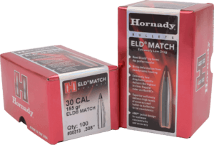 Hornady 30313 ELD Match  30 Cal .308 155 gr Extremely Low Drag Match 100rd Box/ 15 Case