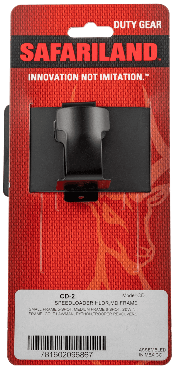 Safariland CD2 CD-2 Speedloader Belt Holder Black Epoxy Coated Steel  Belt Clip Mount Fits Belts Up To 2″  Compatible With Small 5 Shot or Medium 6 Shot Frames