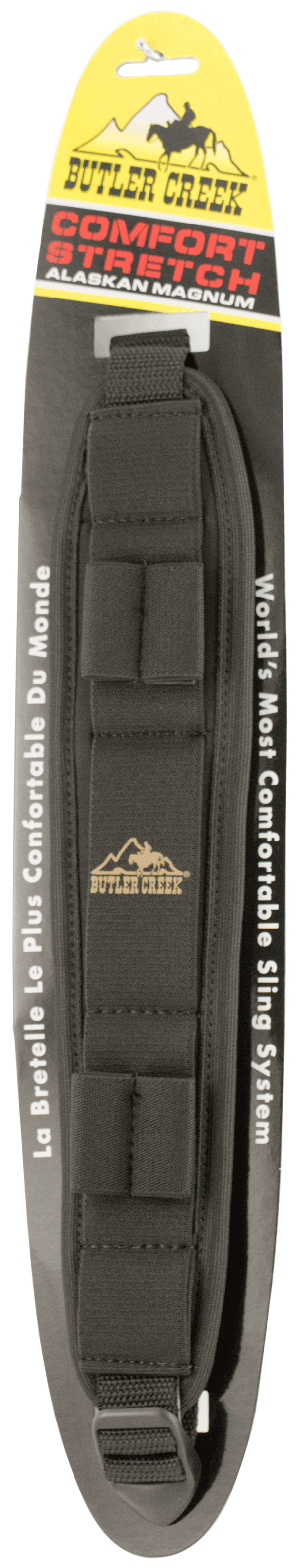 Butler Creek 80033 Comfort Stretch Alaskan Magnum Rifle Sling Black Neoprene w/Non-Slip Grippers 20″-46″ OAL 2.50″ Wide Adjustable Design Shell Loops