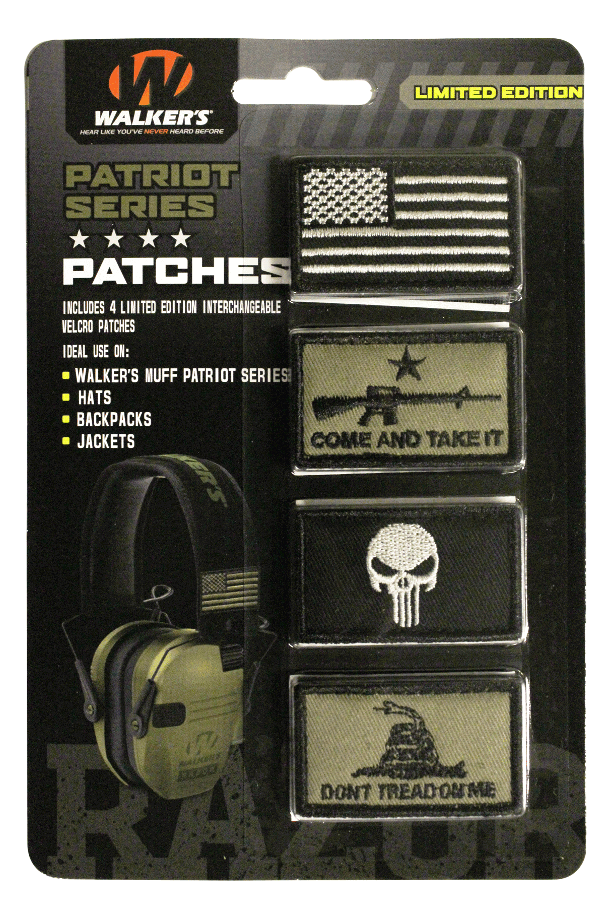 Walkers GXPPATKIT2 Patriot Muff Patch Kit American Flag Version Velcro Walkers GXPPATKIT2 Patriot Muff Patch Kit American Flag Version Velcro
