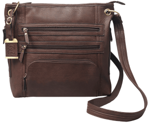 Bulldog BDP039 Cross Body Conceal Carry Purse For Small Pistols & Revolvers Brown Leather 14" x 12" x 3" Includes Color Matched Holster
