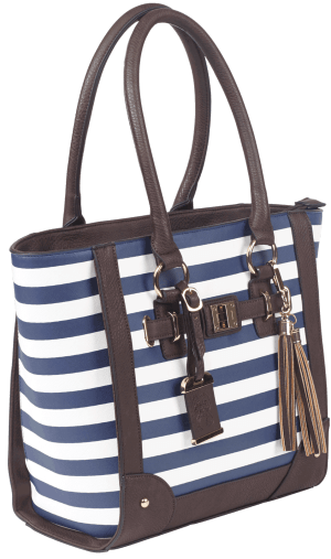 Bulldog BDP050 Tote Navy Stripe Leather 17" x 12" x 5"