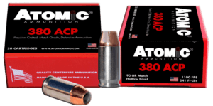 Atomic Ammunition 00453 Pistol Precision Craft 380ACP 90gr Hollow Point 20rd Box Atomic Ammunition 00453 Pistol Precision Craft 380ACP 90gr Hollow Point 20rd Box