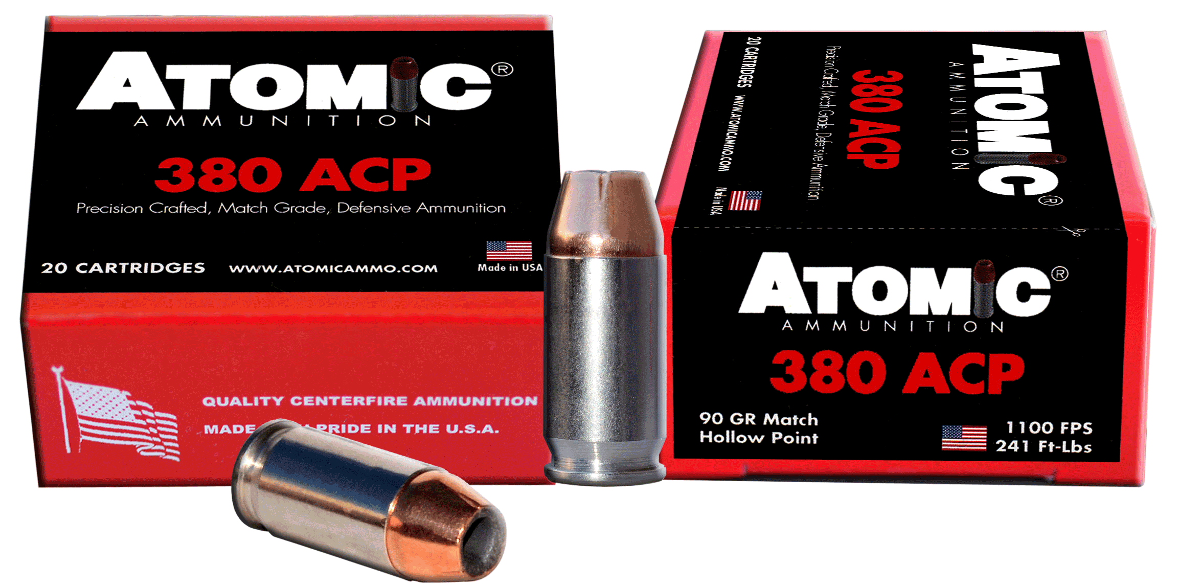 Atomic Ammunition 00453 Pistol Precision Craft 380ACP 90gr Hollow Point 20rd Box Atomic Ammunition 00453 Pistol Precision Craft 380ACP 90gr Hollow Point 20rd Box