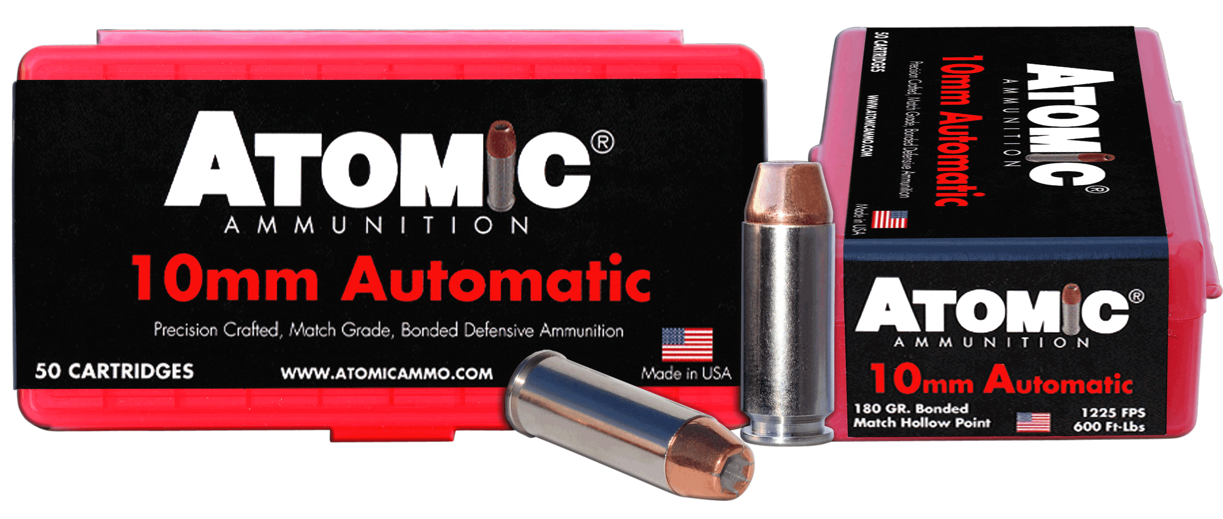 Atomic Ammunition 00432 Pistol Precision Craft 10mmAuto 180gr Bonded Match Hollow Point 50rd Box Atomic Ammunition 00432 Pistol Precision Craft 10mmAuto 180gr Bonded Match Hollow Point 50rd Box