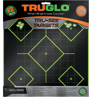 TruGlo TG14A12 Tru-See 5- Diamond Target Black/Green Self-Adhesive Heavy Paper Universal Fluorescent Green 12 Pack Includes Pasters