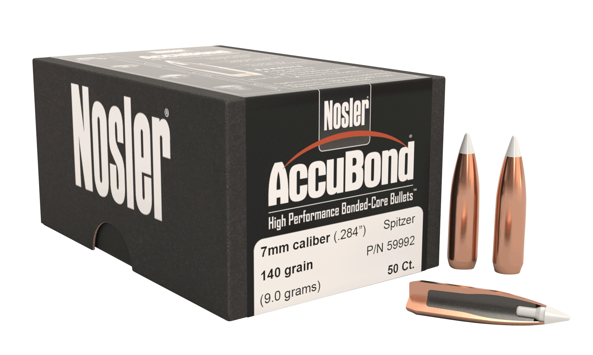 Nosler 59992 AccuBond 7mm .284 140 gr Spitzer Point/ 50rd Box Nosler 59992 AccuBond 7mm .284 140 gr Spitzer Point/ 50rd Box