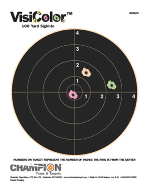 Champion Targets 45824 VisiColor  Bullseye Paper Hanging Pistol/Rifle 8.50" x 11" Multi-Color Includes Pasters 10 Pack
