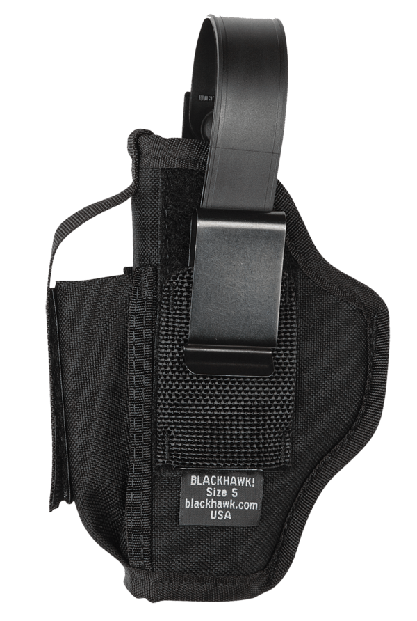 Blackhawk 40AM05BK Multi-Use  IWB/OWB Size 05 Black Cordura Nylon Belt Clip Fits Large Semi-Auto Fits 3.75-4.50″ Barrel Ambidextrous