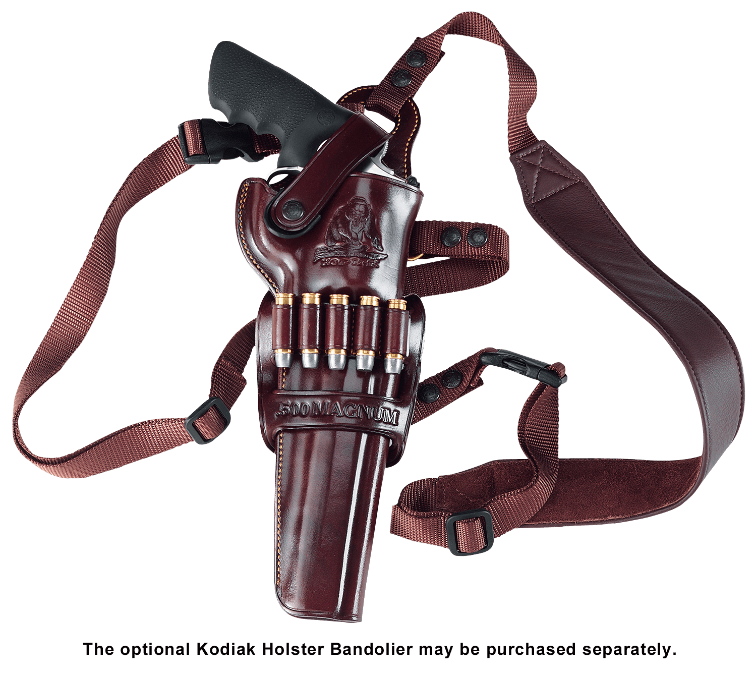 Galco KK172H Kodiak Chest Holster Havana Brown Leather Sholder Strap Torso Strap Fits Taurus Raging Bull Fits S&W 460/500 8.375" Right Hand