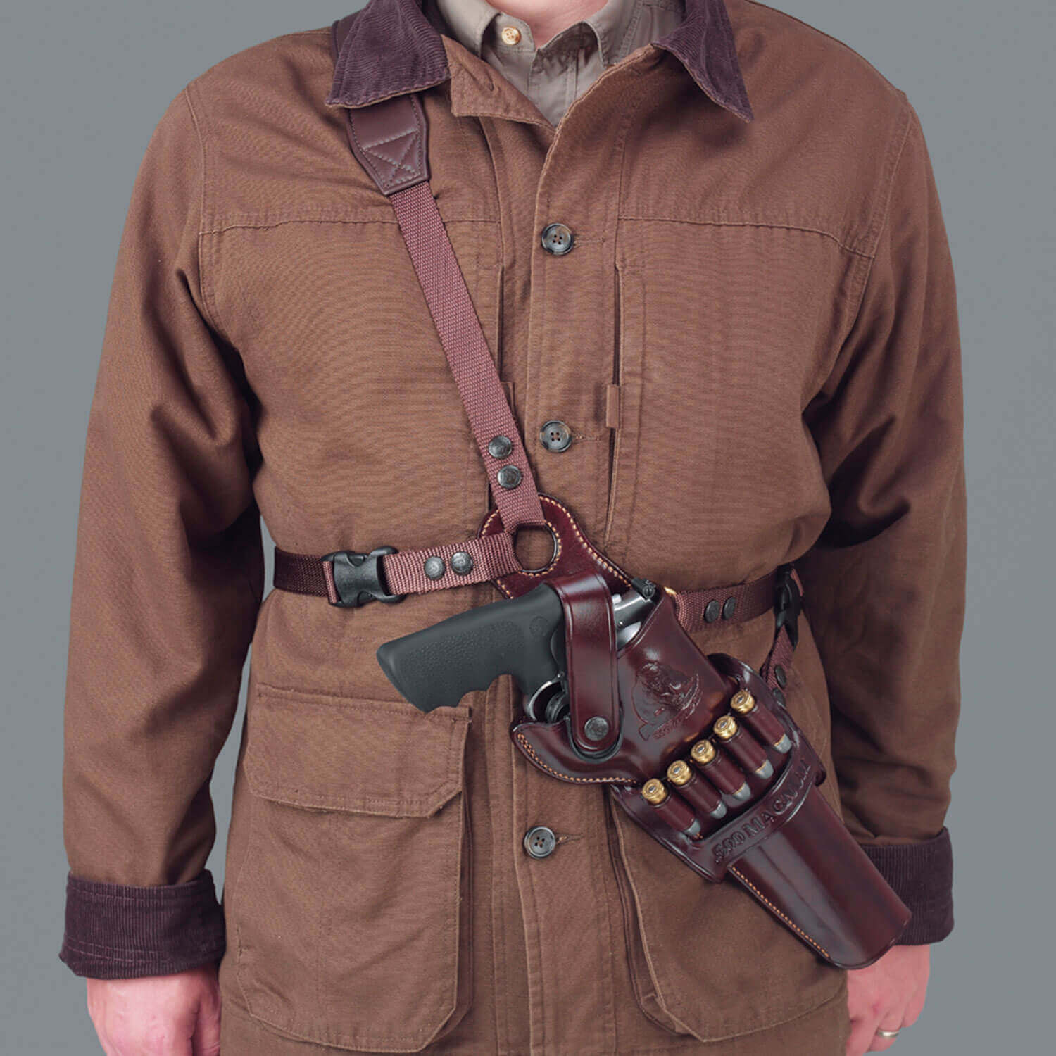 Galco KK172H Kodiak Chest Holster Havana Brown Leather Sholder Strap Torso Strap Fits Taurus Raging Bull Fits S&W 460/500 8.375" Right Hand - Image 2