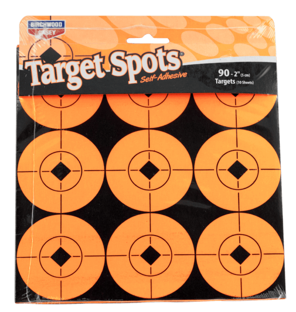 Birchwood Casey 33902 Target Spots  Self-Adhesive Paper Black/Orange 2″ Bullseye 90 Targets