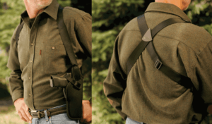 Uncle Mike’s 83041 Sidekick Vertical Shoulder Holster Shoulder Size 04 Black Cordura Harness Fits Med/Large DA Revolver Fits 7-8.50″ Barrel Right Hand