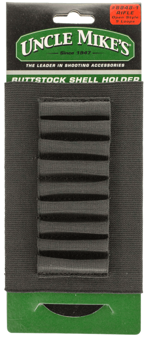 Uncle Mike's 88481 Buttstock Shell Holder made of Nylon with Black Finish & Sewn-On Elastic Loops Holds up to 9rds for Rifles