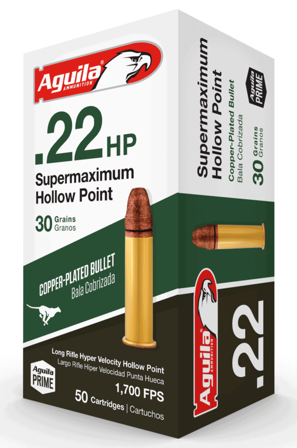Aguila 1B220297CPHP Supermaximum Rimfire 22LR 30gr Hollow Point 50rd Box