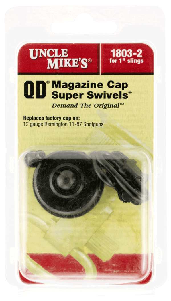 Uncle Mike’s 18032 Mag Cap Swivel Set made of Steel with Blued Finish  1″ Loop Size & Quick Detach Style for 12 Gauge Remington 11-87 Includes Two Super Swivels