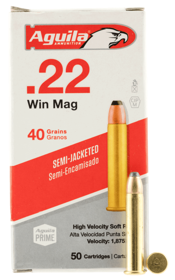 Aguila 1B222401 Silver Eagle Rimfire 22WMR 40gr Semi Jacketed Soft Point 50rd Box Aguila 1B222401 Silver Eagle Rimfire 22WMR 40gr Semi Jacketed Soft Point 50rd Box