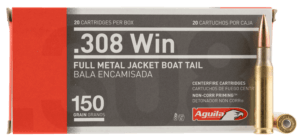 Aguila 1E308110 Target & Range Rifle 308Win 150gr Full Metal Jacket Boat Tail 20rd Box