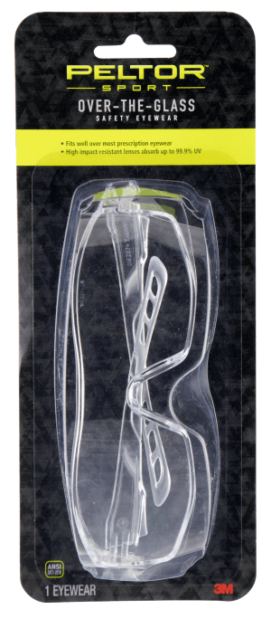 Peltor 47030PEL6 Sport Over the Glass Adult Over the Glass Clear Lens Polycarbonate Clear Frame