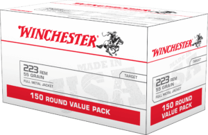Winchester Ammo W223150 USA  223 Rem 55 gr Full Metal Jacket 150 Per Bx/ 4 Case Value Pack
