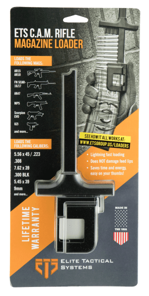 ETS Group ETSCAMRIFLE C.A.M Mag Loader Universal Style made of Polymer with Black Finish for Multi-Caliber AR-Platform