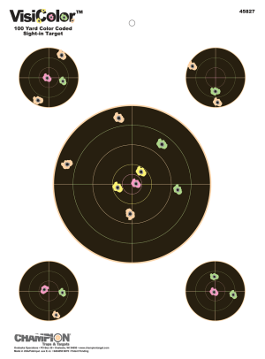 Champion Targets 45827 VisiColor 5-Bullseye Self-Adhesive Pistol/Rifle Multi-Color 10 Pack