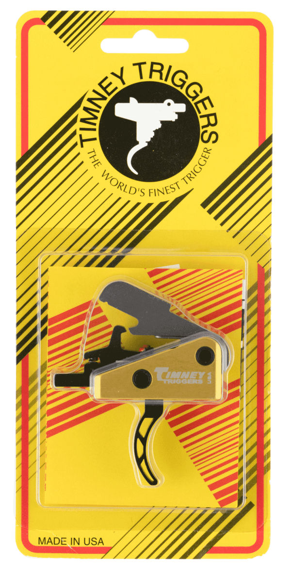 Timney Triggers 661S Competition Trigger  Single-Stage Skeletonized Curved Trigger with 3 lbs Draw Weight & Black/Gold Finish for AR-15
