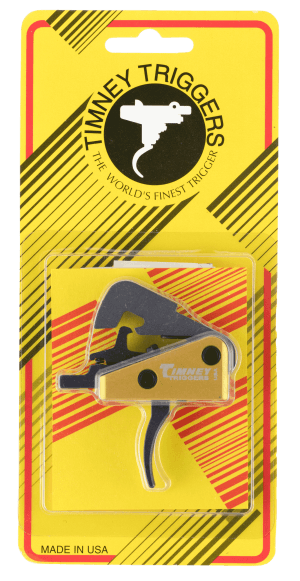 Timney Triggers 670 Competition Trigger  Single-Stage Curved Trigger with 4 lbs Draw Weight & Black/Gold Finish for AR-10