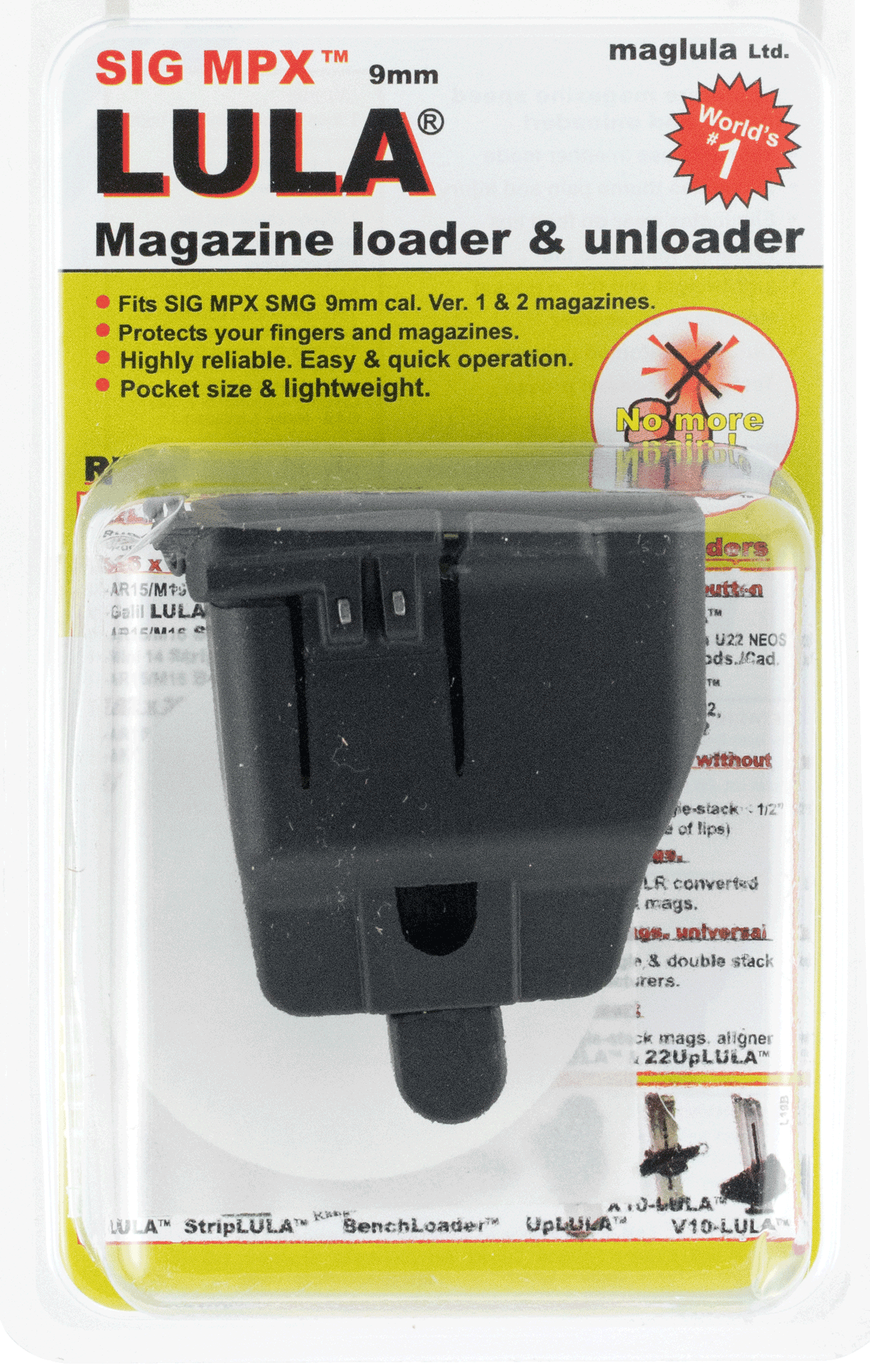 Maglula LU19B LULA Loader & Unloader Made of Polymer with Black Finish for 9mm Luger Sig MPX