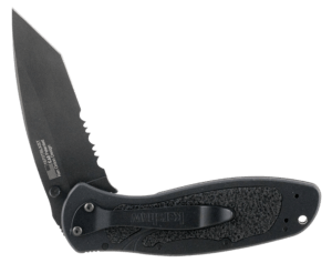 Kershaw 1670TBLKST Blur  3.40″ Folding Tanto Part Serrated Black DLC 14C28N Steel Blade Black Anodized Aluminum Handle Includes Pocket Clip