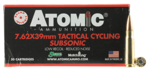 Atomic Ammunition 00474 Rifle Subsonic 7.62x39mm 220gr Hollow Point Boat Tail 50rd Box Atomic Ammunition 00474 Rifle Subsonic 7.62x39mm 220gr Hollow Point Boat Tail 50rd Box