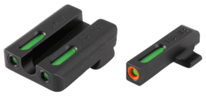 TruGlo TG13SM1PC TFX Pro  Black | Green Tritium & Fiber Optic Orange Outline Front Sight Green Tritium & Fiber Optic Rear Sight